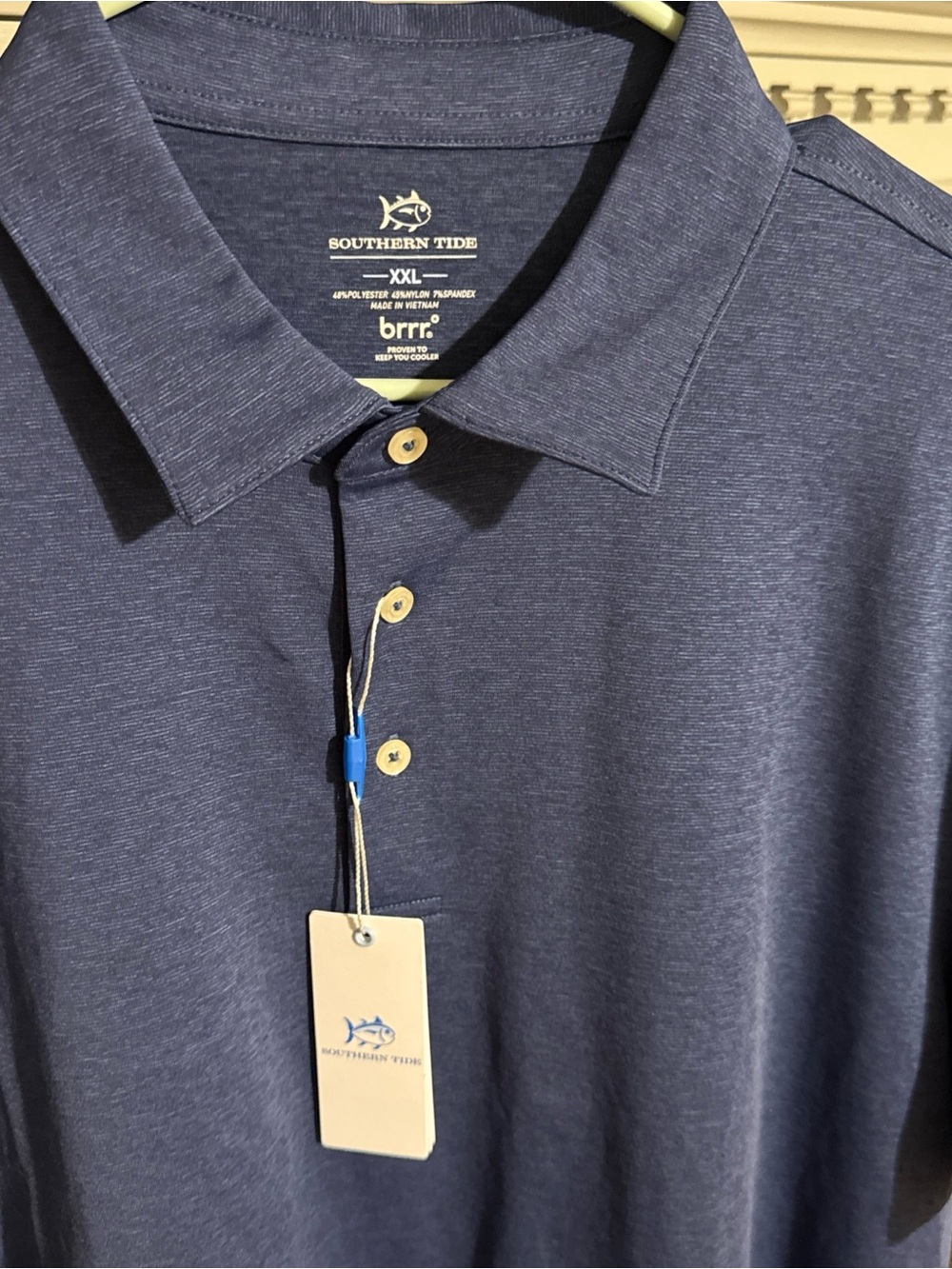 Southern Tide Men’s Heathered Blue Polo BRRR Cool Technology NWT MSRP $108
